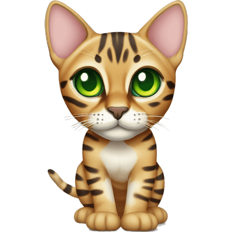 Bengal cat with green eyes full body emoji