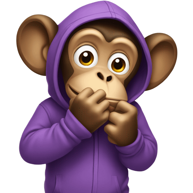 monkey picking his nose wearing a purple hoodie emoji