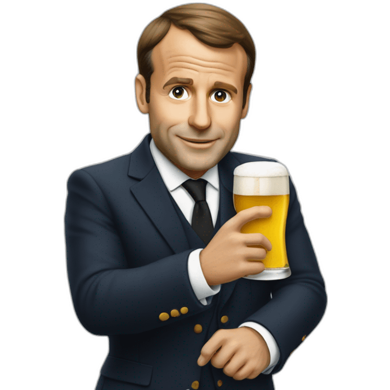 macron qui bois un biere emoji