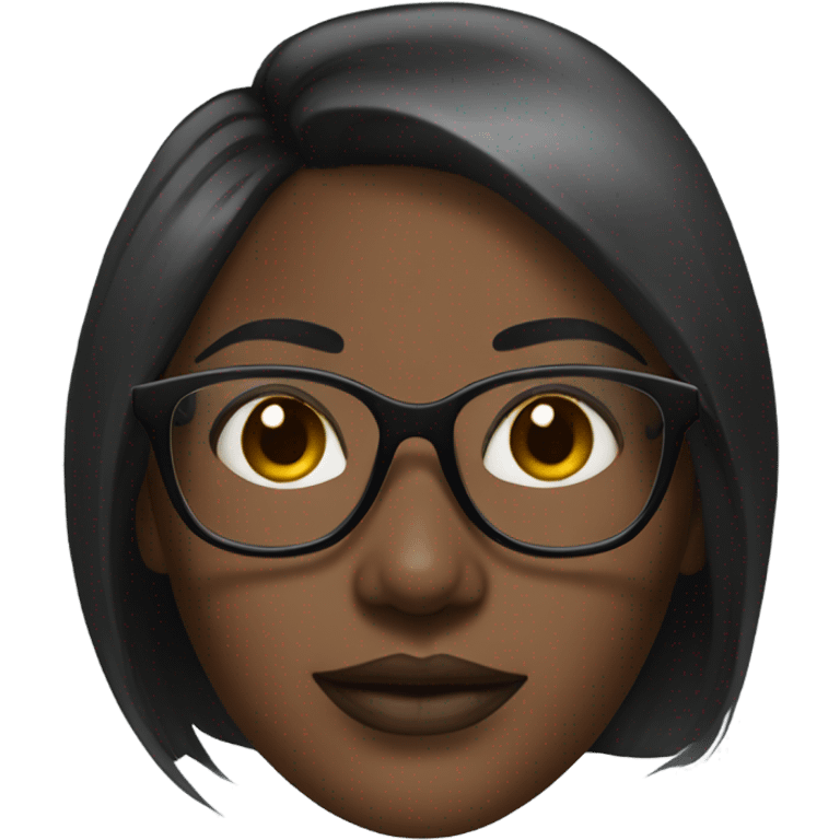 stylish dark-skinned female portrait straight hair and glasses emoji