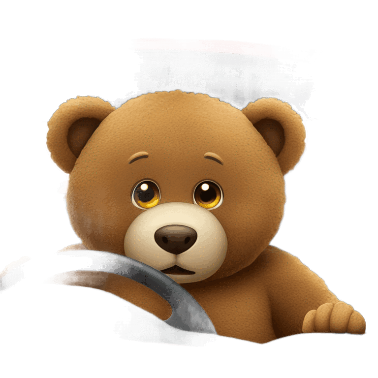 Brown teddy bear driving corvette  emoji