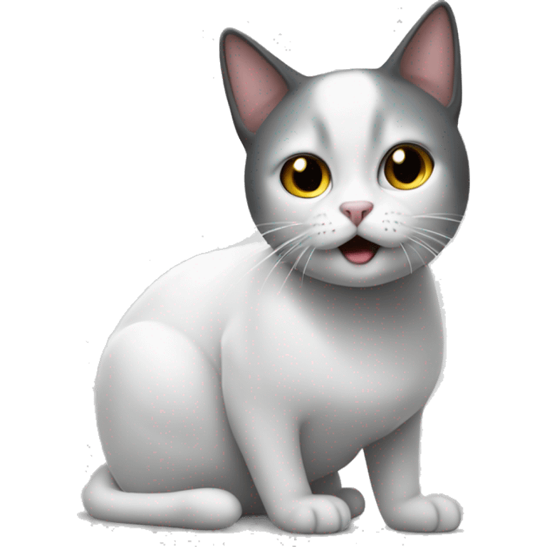 un gato que tenga el cuerpo del emoji del fantasma emoji