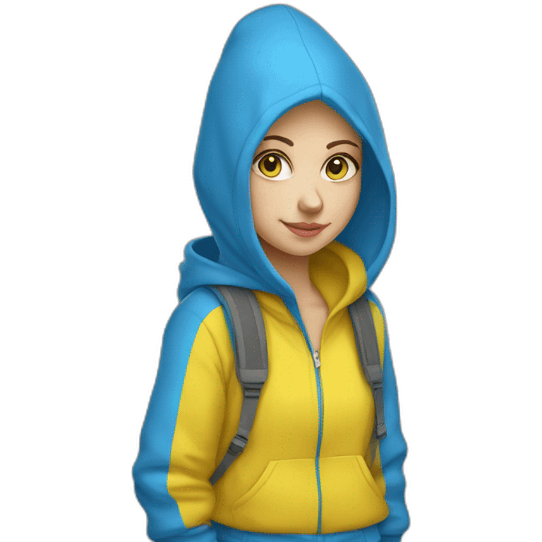 Ukrainian girl in blue and yellow hoodie emoji