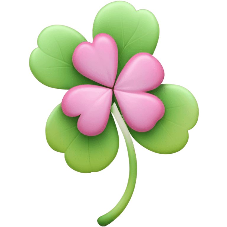 3D Four Leaf Pink Clover emoji