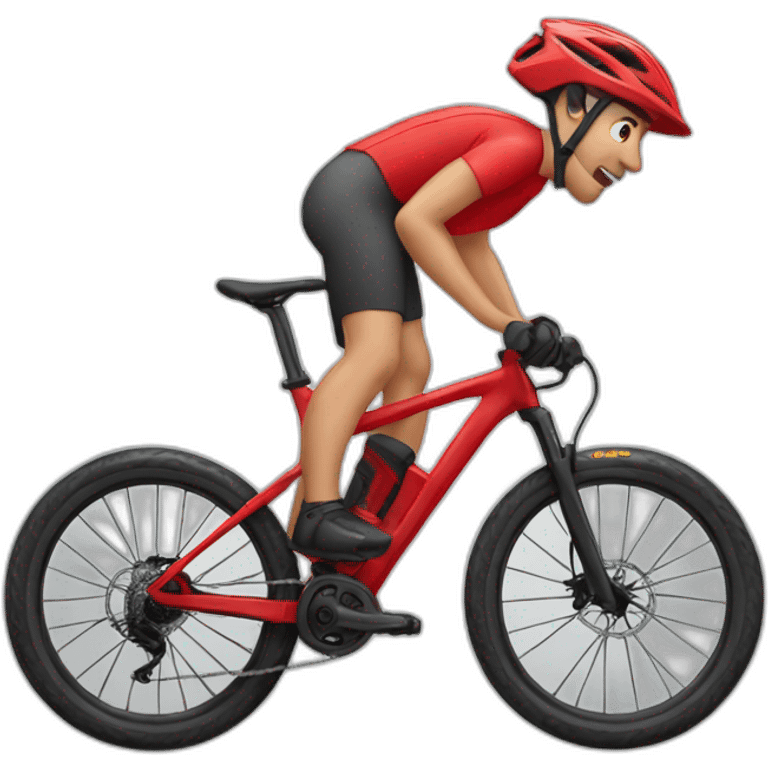 Mountainbiker with red Bike emoji