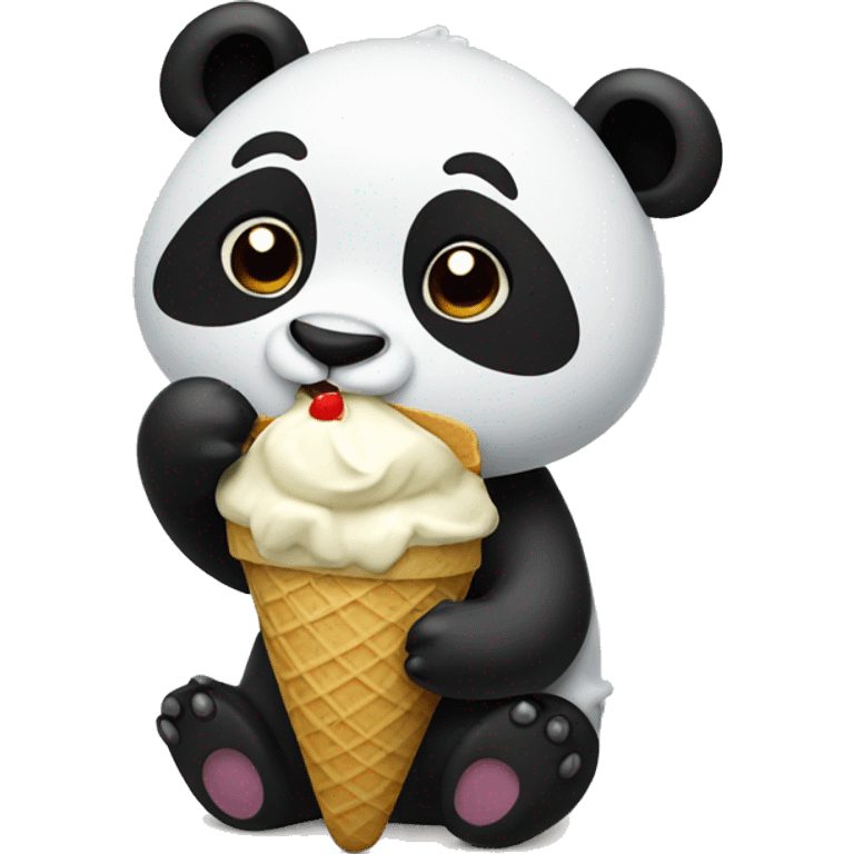 Panda eating ice cream emoji