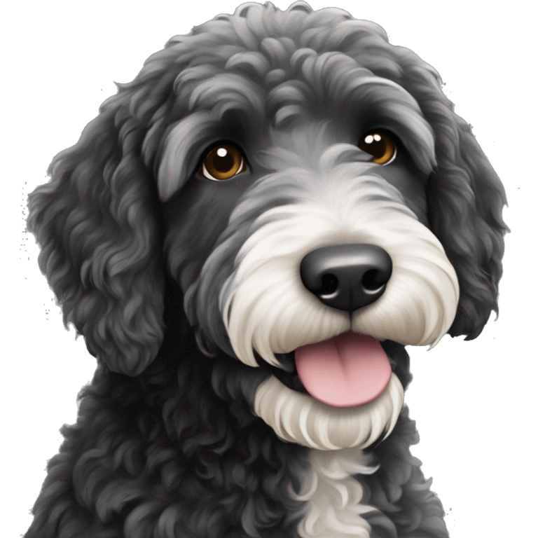 Black labradoodle with white just on chin emoji