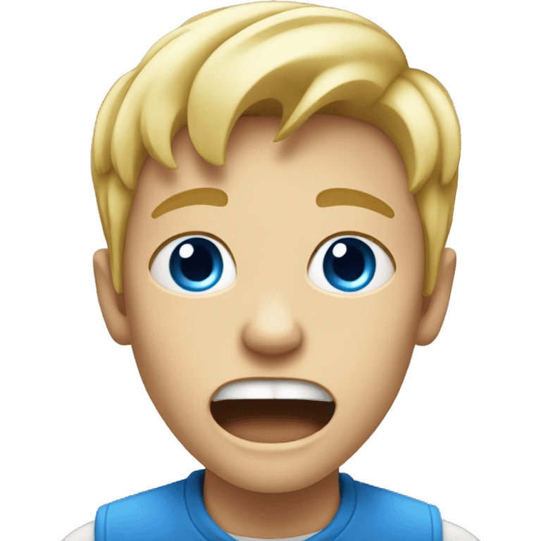 blond boy with blue eyes scream emoji