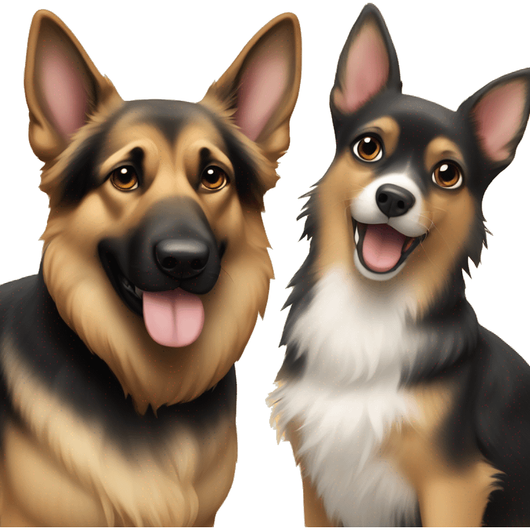 German shepherd with long haired chihuahua and black cat  emoji