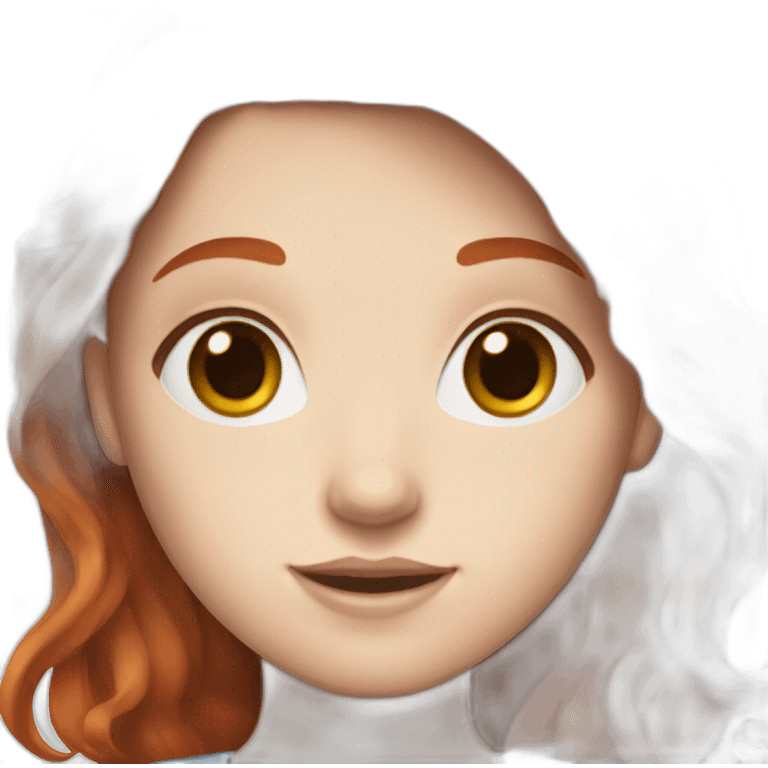 Redhead girl with white skin, blue eyes and freckles emoji