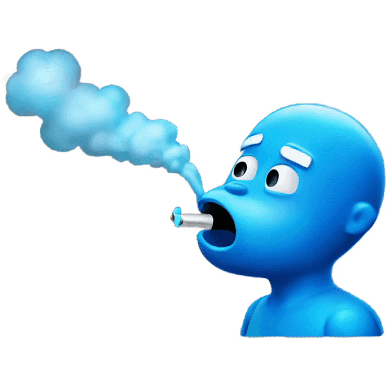 Blue emoji guy inhaling blue gas emoji