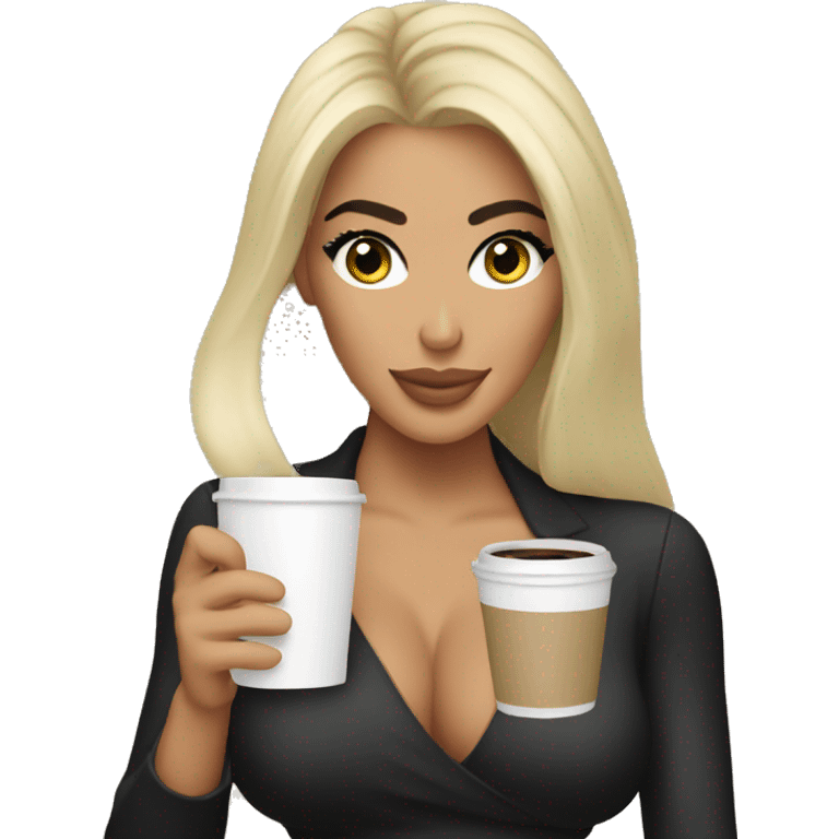 blonde kim kardashian holding coffee emoji