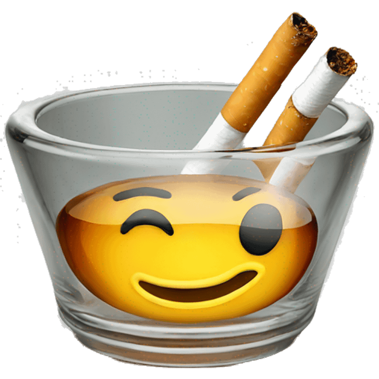 Cigarettes smoking in vintage clear glass ashtray  emoji