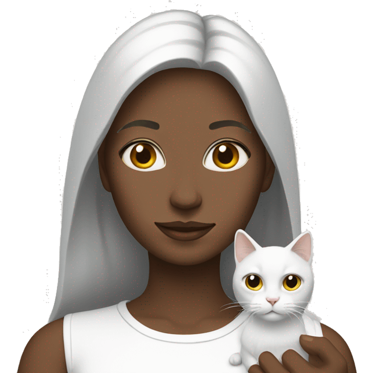 woman with white cat emoji