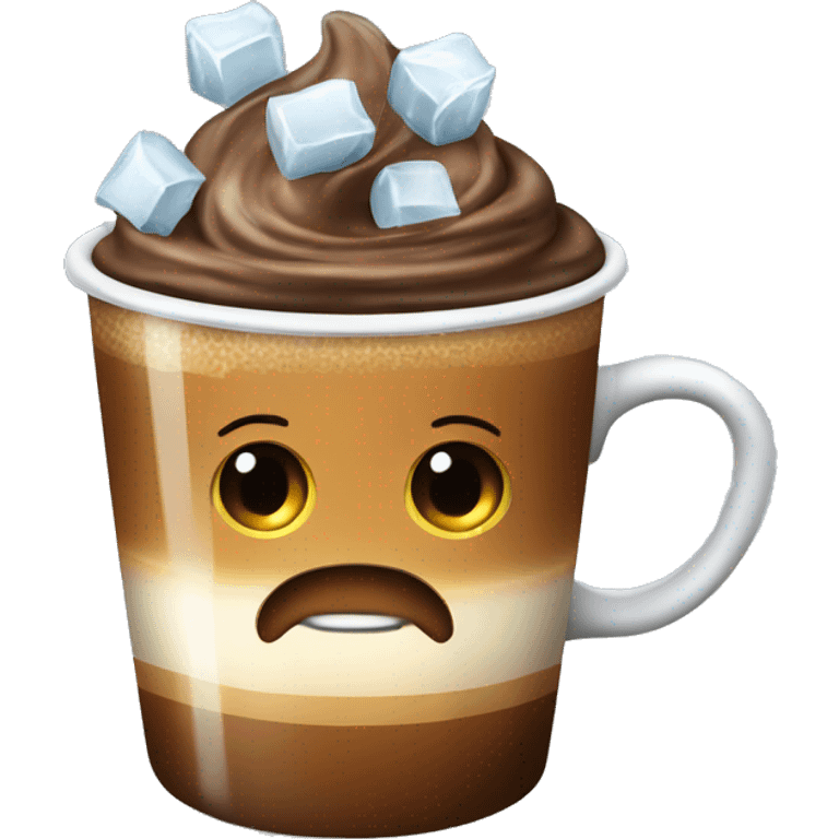 carmel coffe with ice cubes emoji