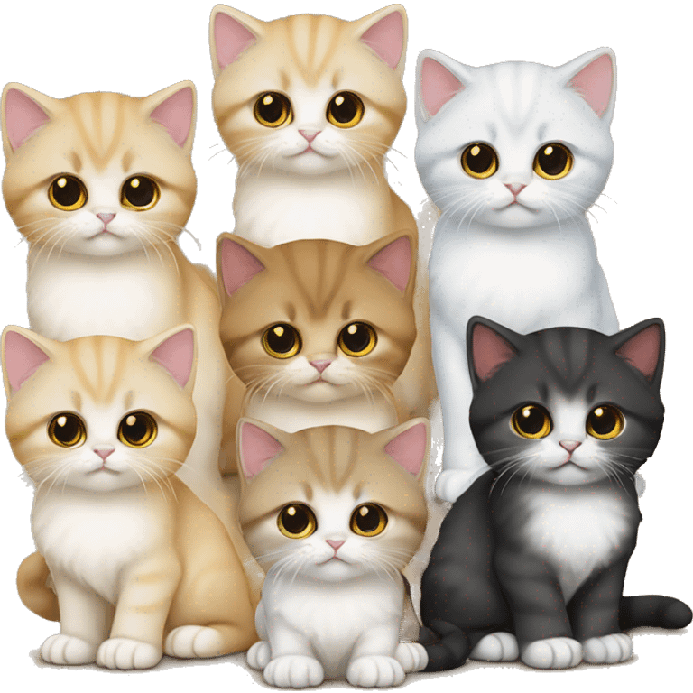 Group of Persian kittens, some brown and white and some golden kittens emoji