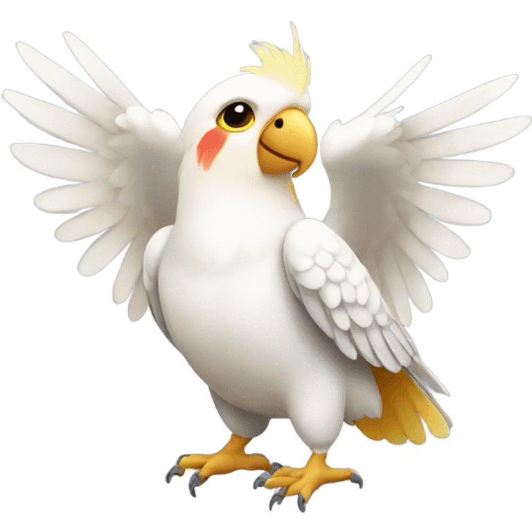 cockatiel bird holding white present in his wings emoji