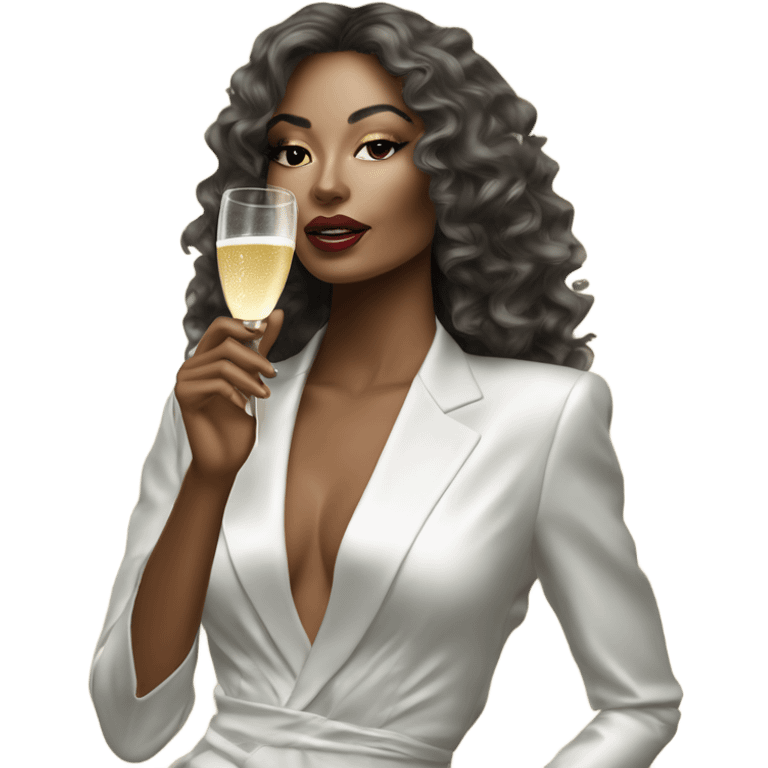 Hyper Realistic beautiful high fashion model drinking champagne  emoji