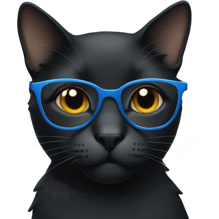 Black cat with blue glassess emoji