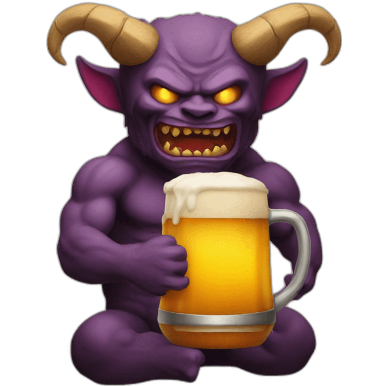 A demon with a beer emoji