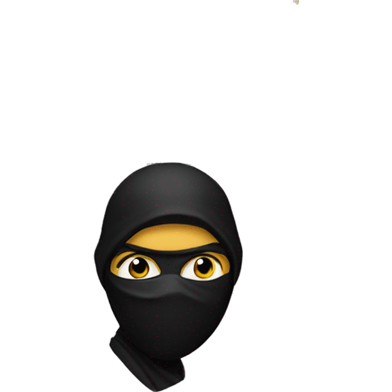 BLACK NINJA EMOJI WITH GOLD NECKLACE AND SOMETHING COOL HASHIS emoji