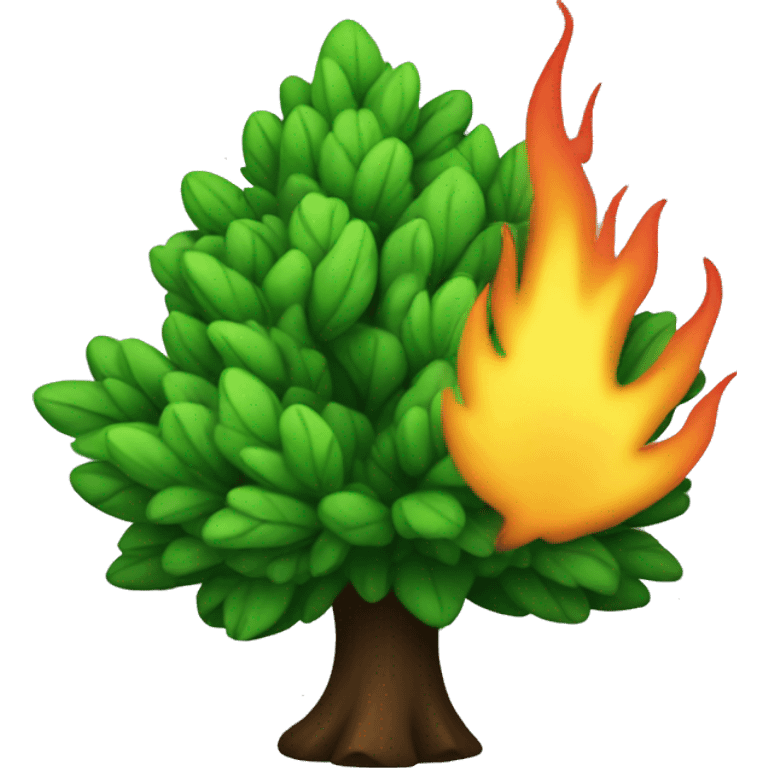 small green bush on fire emoji