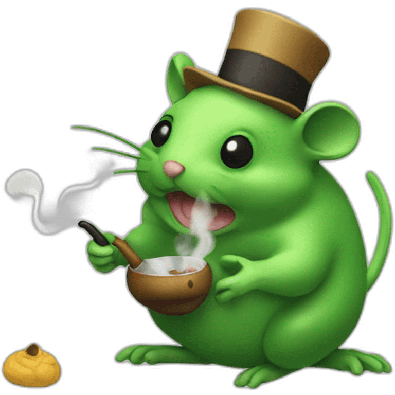 Attractor green mice with hat, smoking pipe emoji