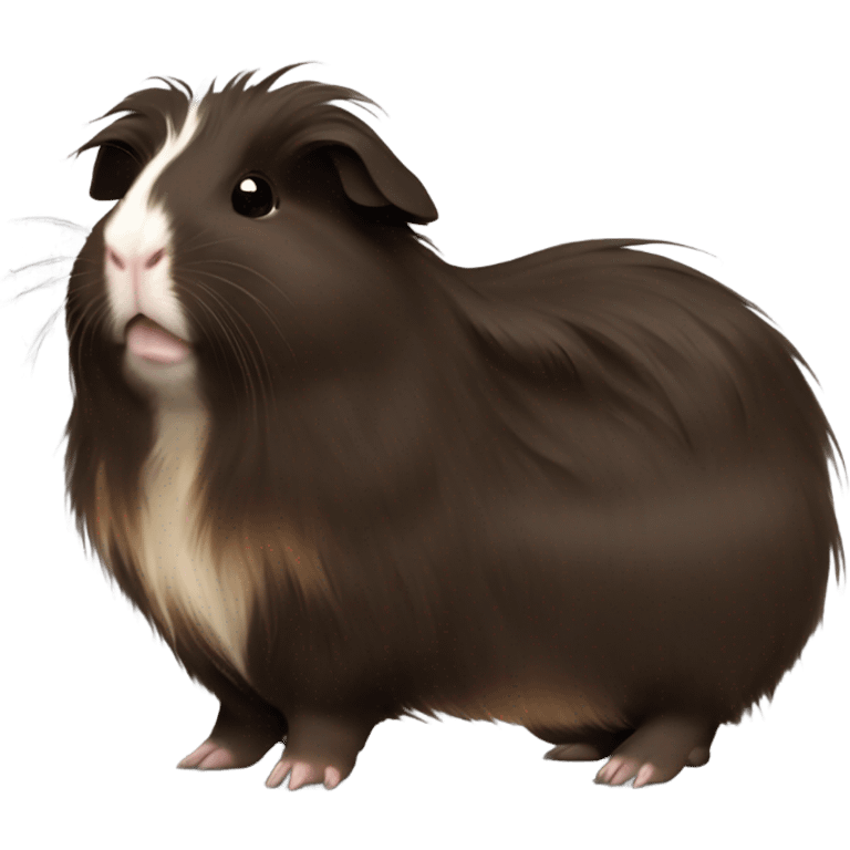 Long haired fully dark brown guinea pig baby emoji