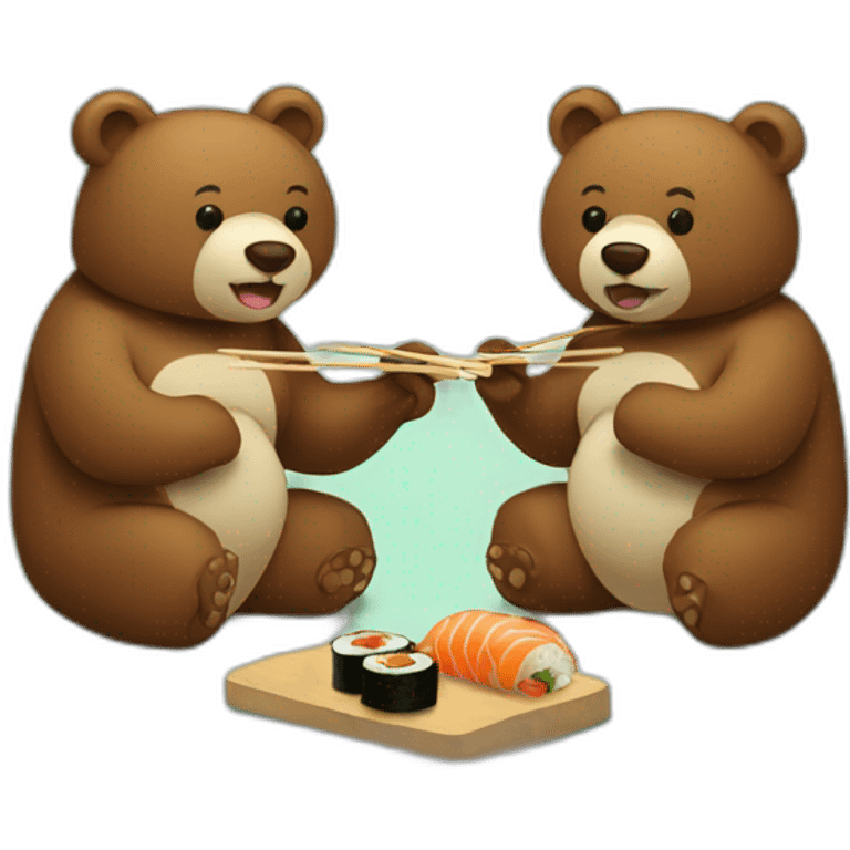 2 bears eating sushi emoji