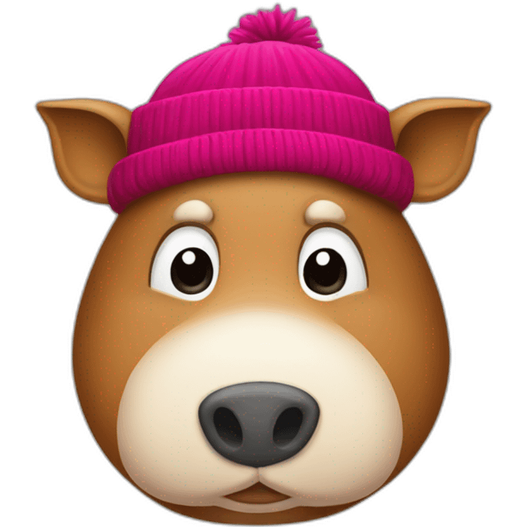 Full face apple style unemotional boar with stubble in a winter hat emoji