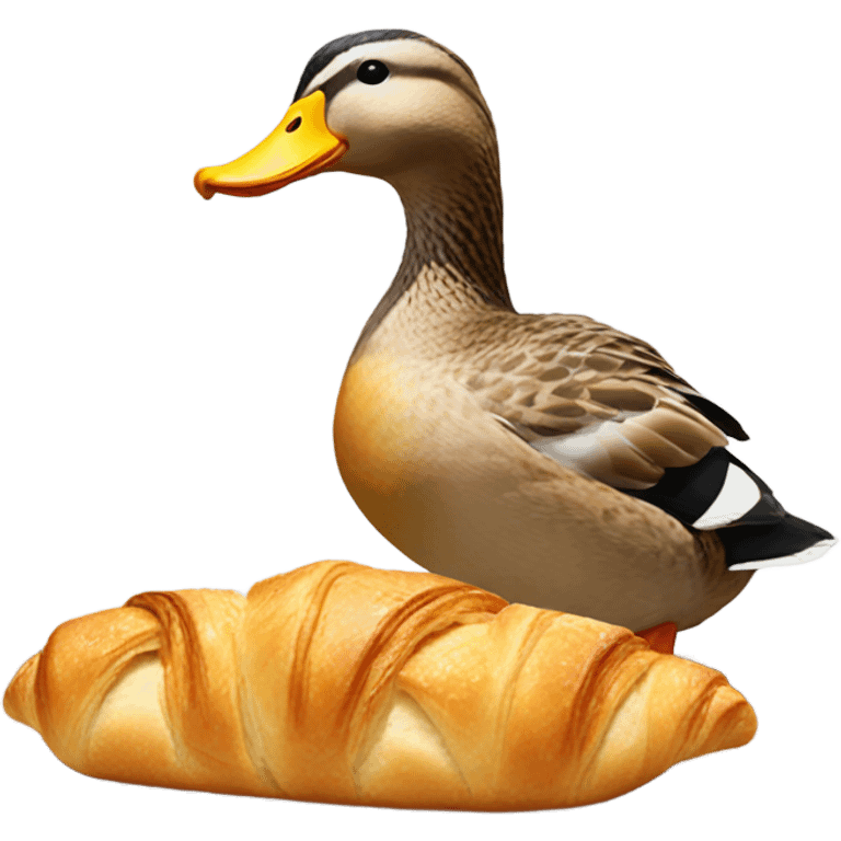 Duck eating croissant  emoji