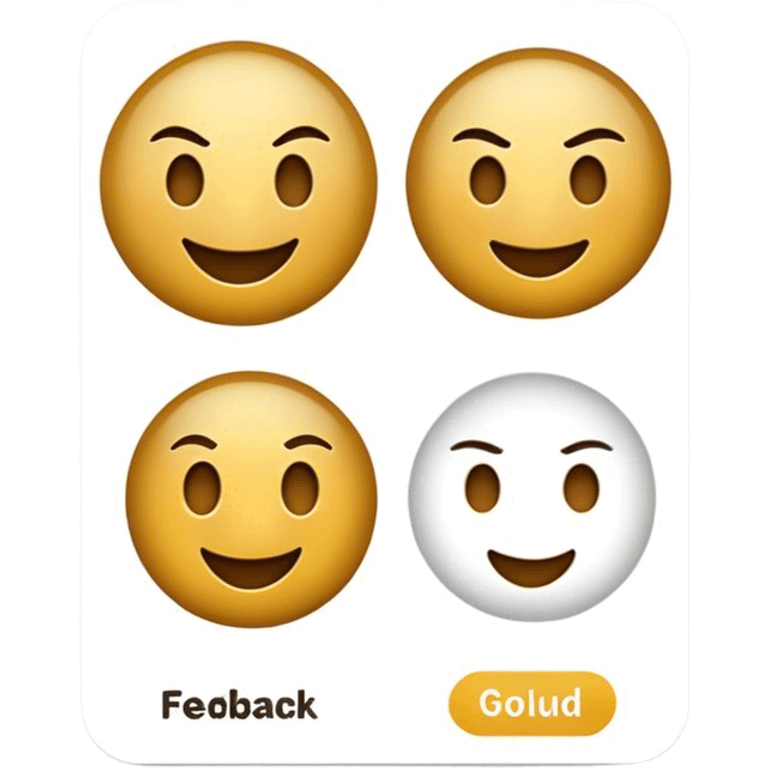 feedback/voucher like a note make it black and gold 3 smiles, angry,happy,okei emoji