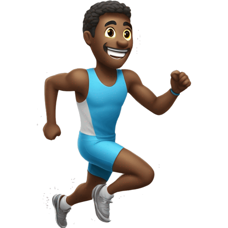 Happy man running a sprint on holidays emoji