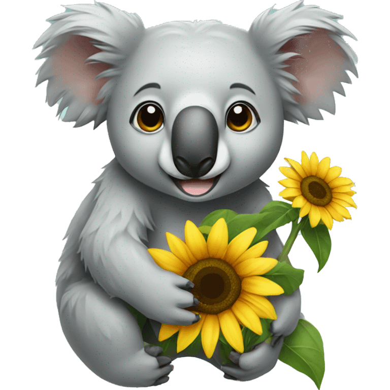 A koala with sunflower lying emoji