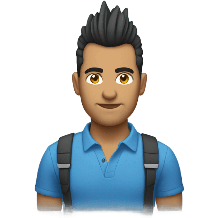 Hispanic man with mohawk wearing blue shirt emoji