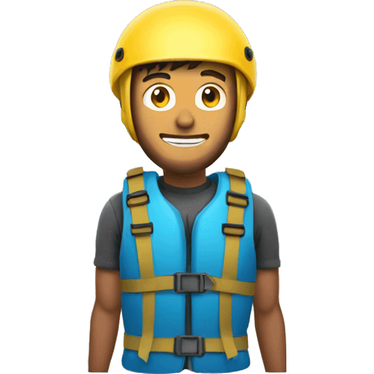 man with helmet for rafting emoji