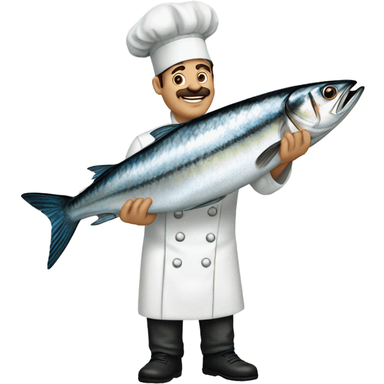 A picture of a chef making a delicious mackerel  emoji