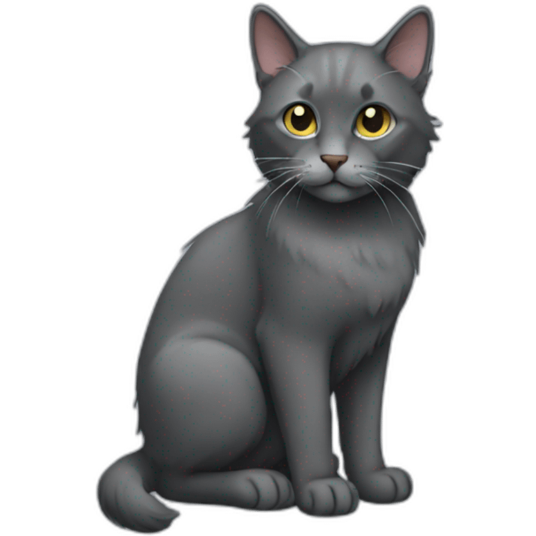 Dark grey cat long hair emoji