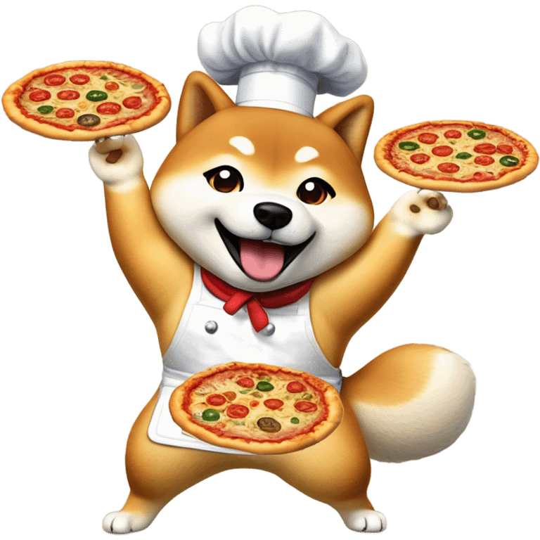 Shiba making pizza emoji