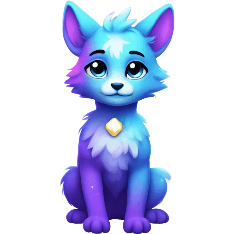 Adorable innocent cute gradient-Sparkle-nebula-fursona furry, full body emoji