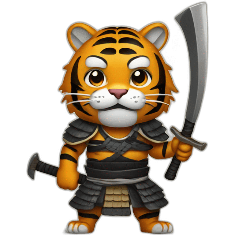 Tiger samurai holding axe emoji