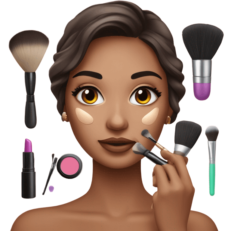 brunette girl applying makeup emoji