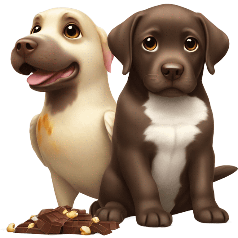 Cockatiel playing with chocolate labrador  emoji