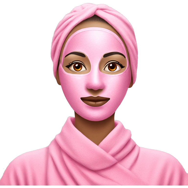 Lady with pink face mask spa beauty full face relaxing emoji