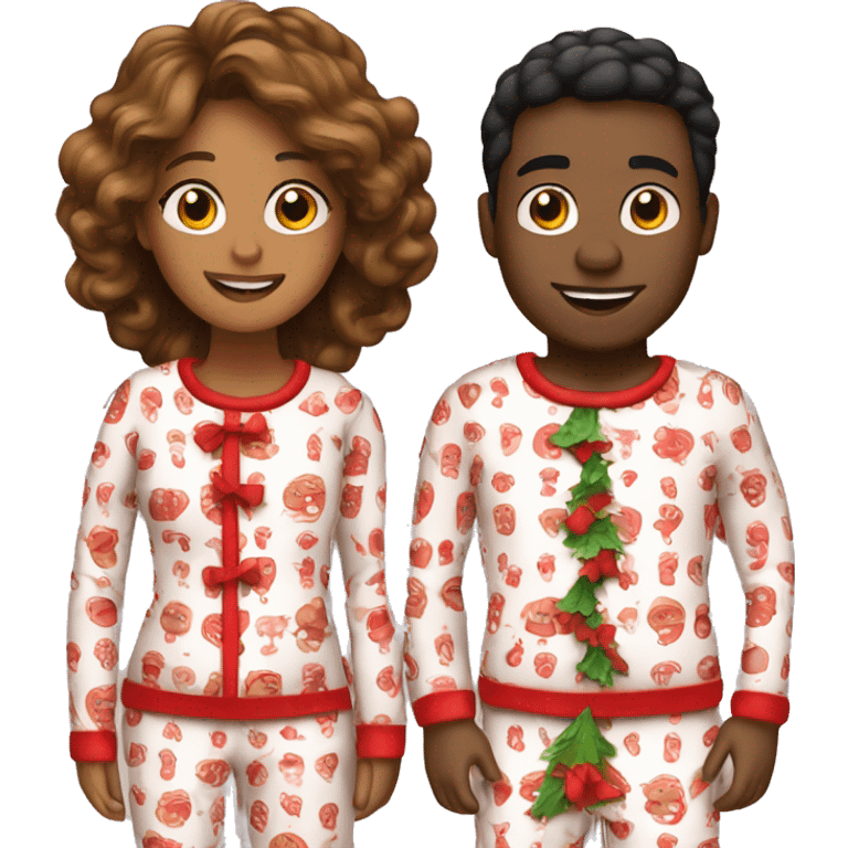 a couple in matching christmas pajamas  emoji