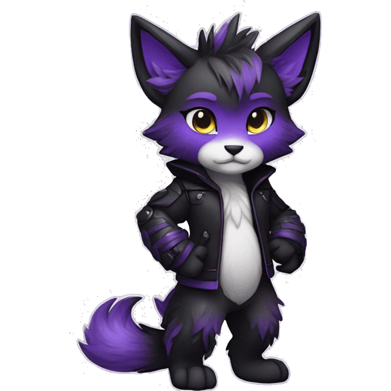 Anthro-Edgy-Cool-Black-Purple-Contrast-Colors-Fantasy-Fur-Sona-Chibi-Shiny-Fakémon-Hybrid full body emoji