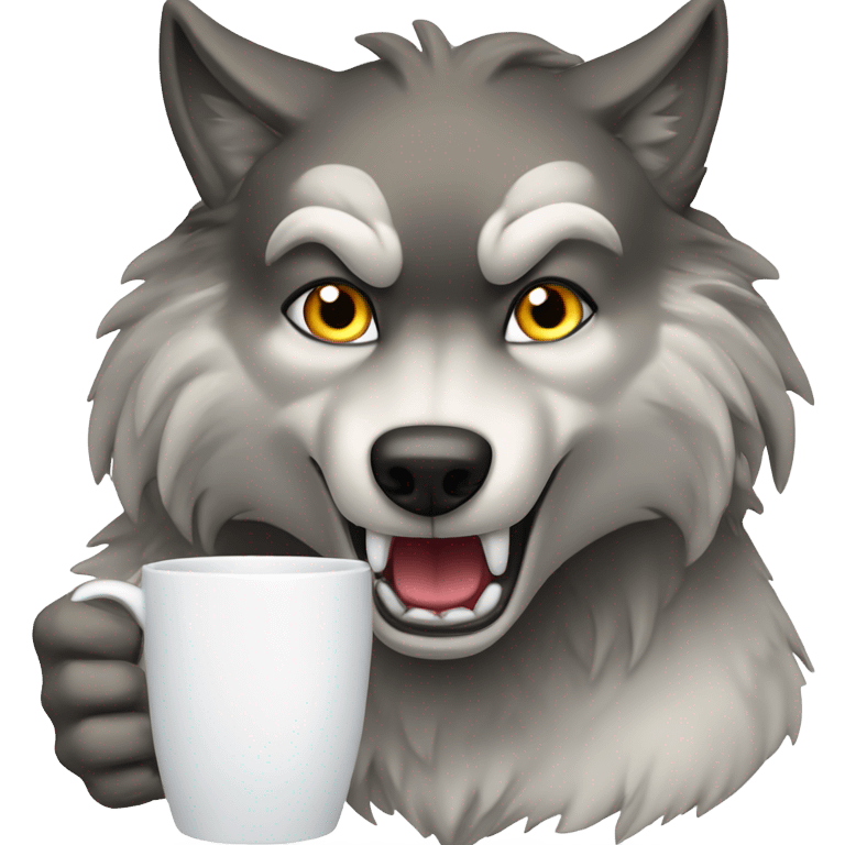 Wolf condescending drinking white mug emoji