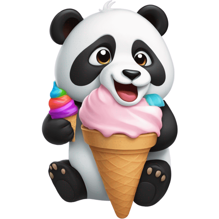 Panda eating ice cream emoji