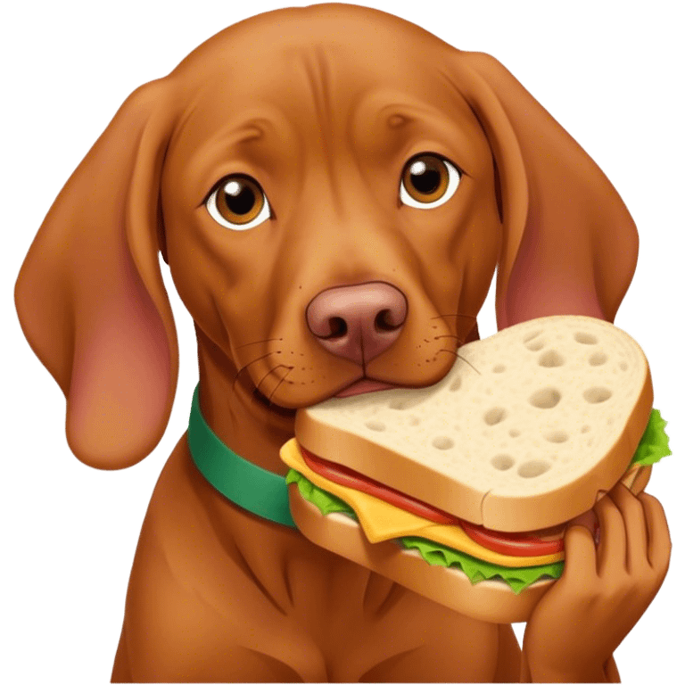 Hungarian vizlas eating sandwhich  emoji