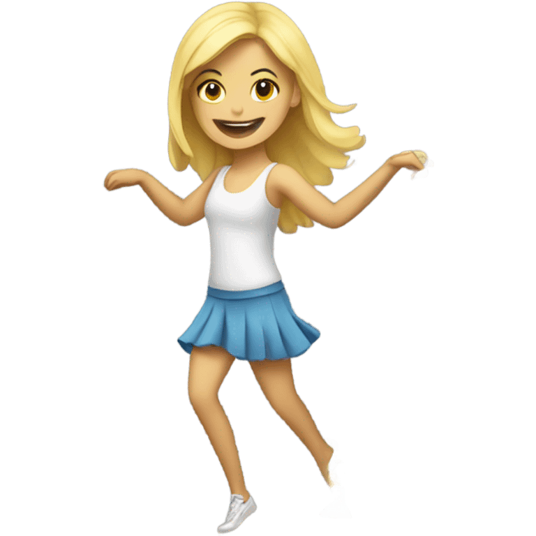 A blonde girl is dancing emoji